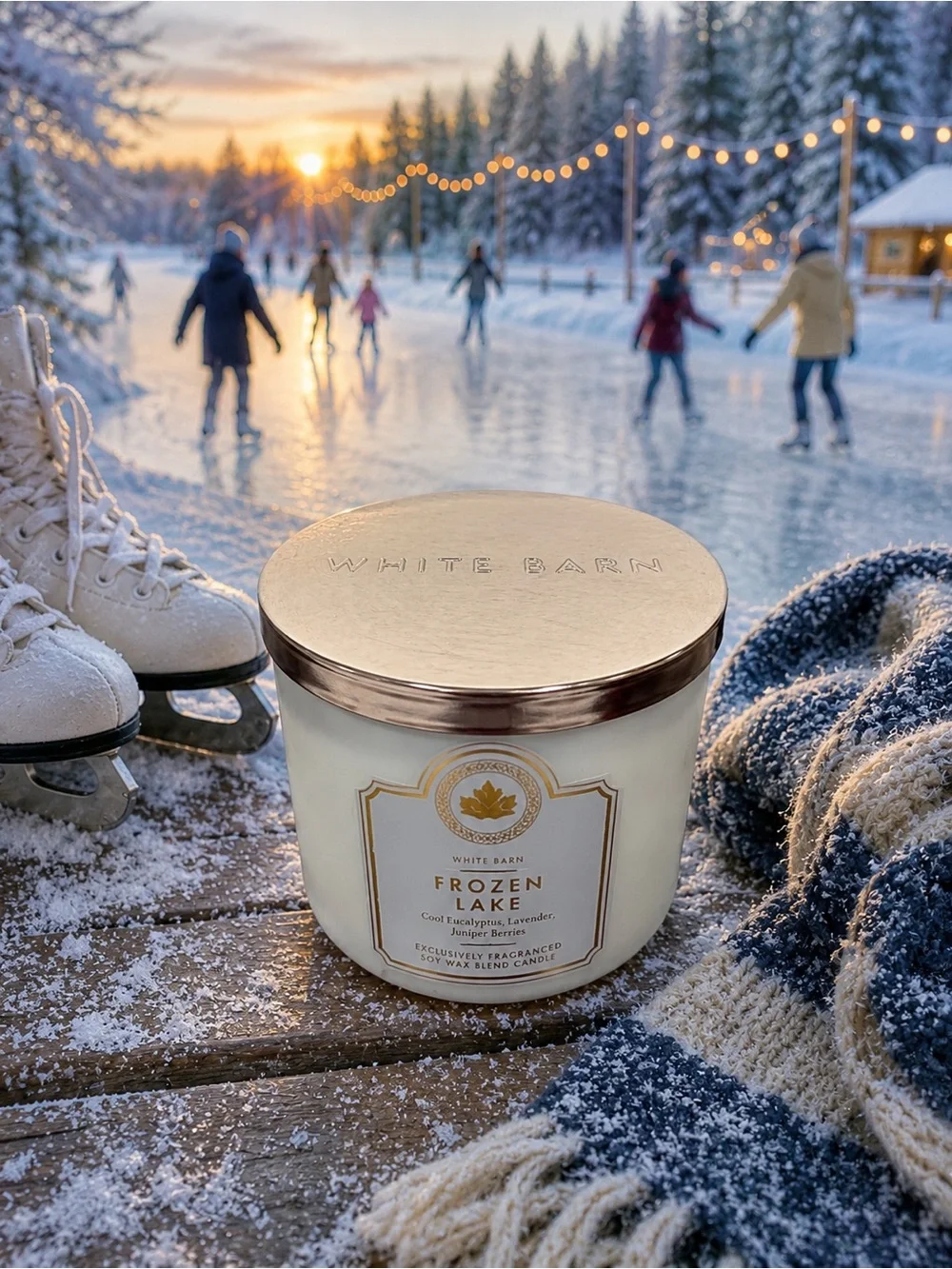 White Barn Frozen Lake 3-Wick Candle 14.5 oz NWT